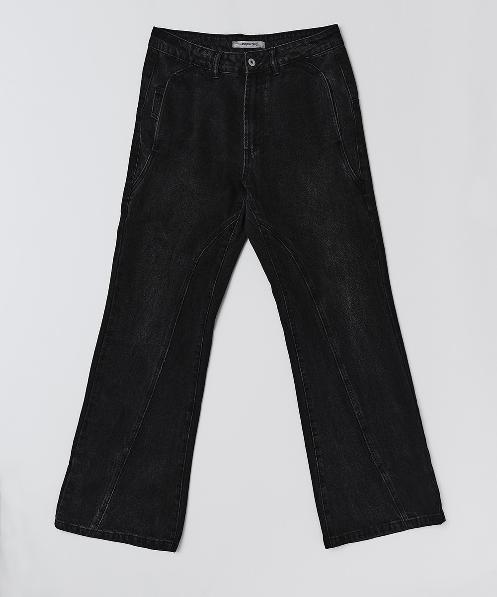 水洗修身丹寧褲 Washed Flared Denim Pants