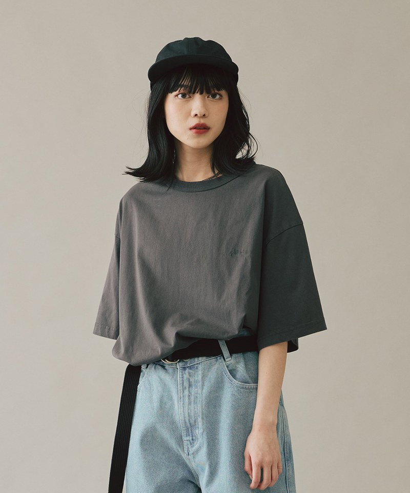 寬版刺繡水洗TEE