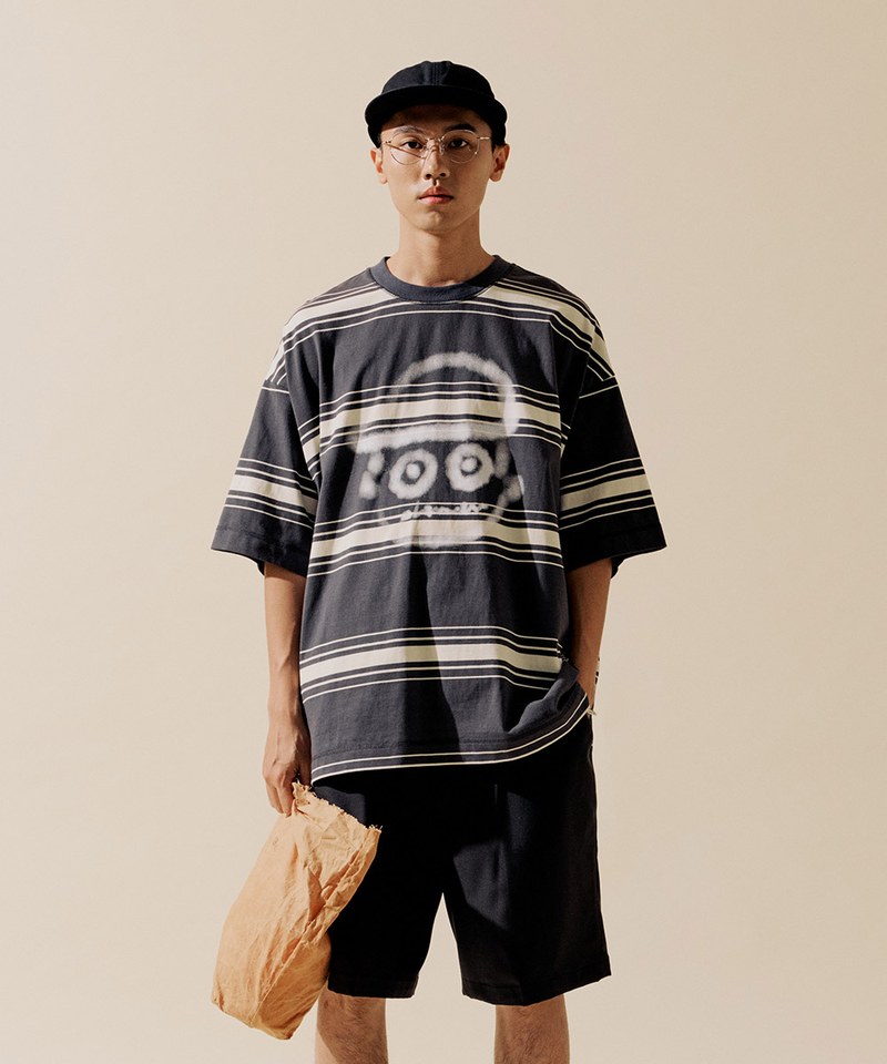 小P社長潑漆條紋TEE