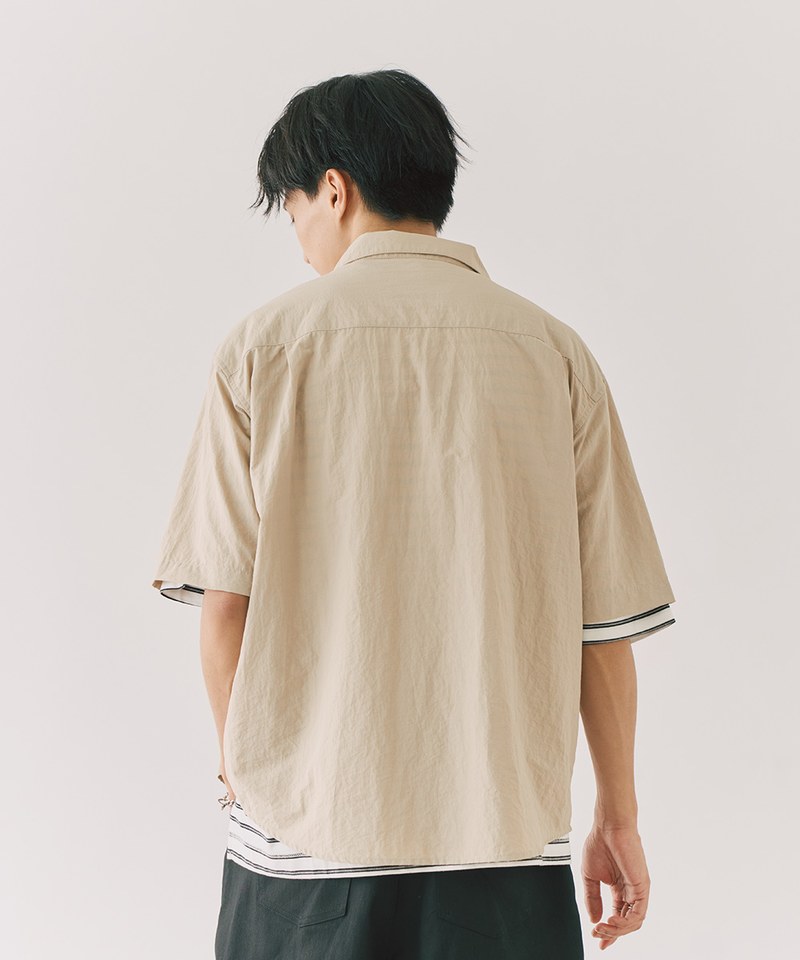 開領刺繡短袖襯衫