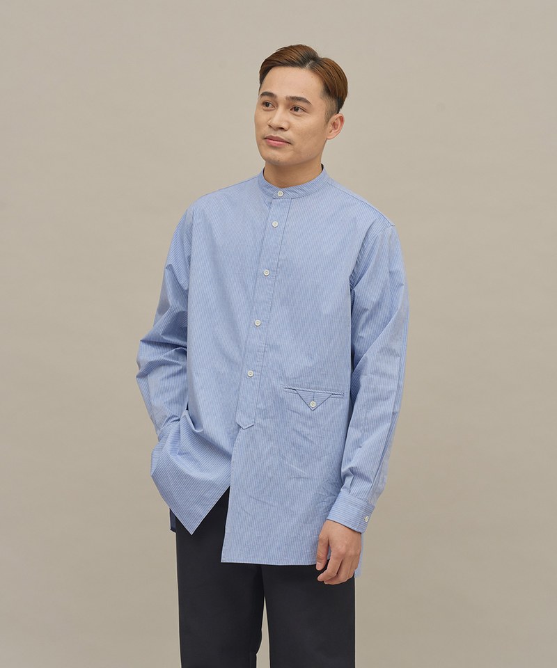 PLN3338-232 法式條紋立領襯衫