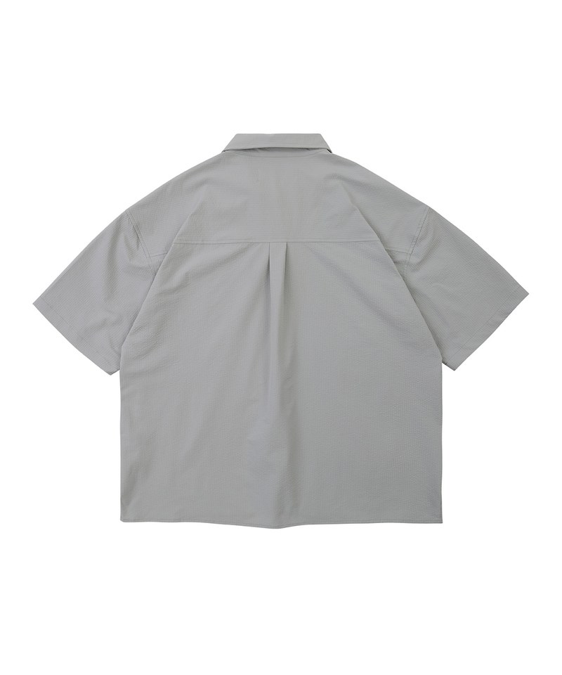 泡泡紗拉鍊襯衫 Zip-Up Seersucker Pocket Shirt