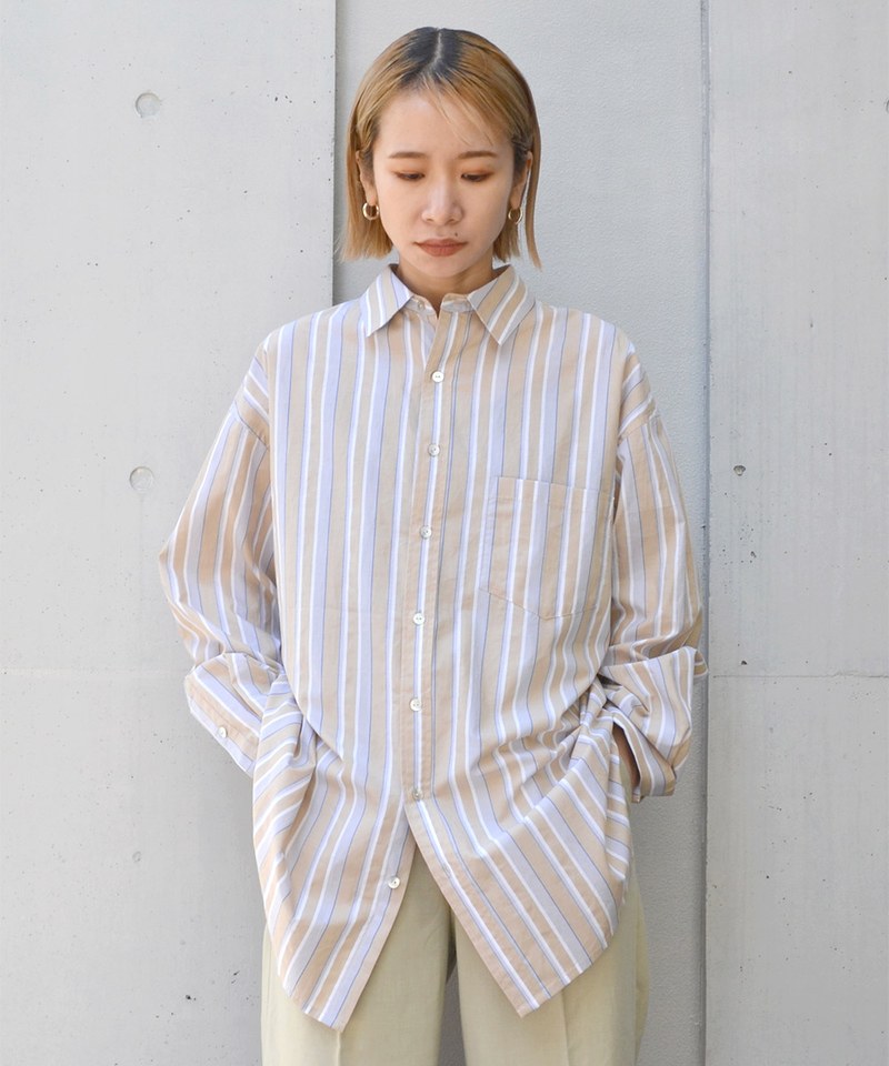 UGD0204-231 直條紋寬鬆長袖襯衫