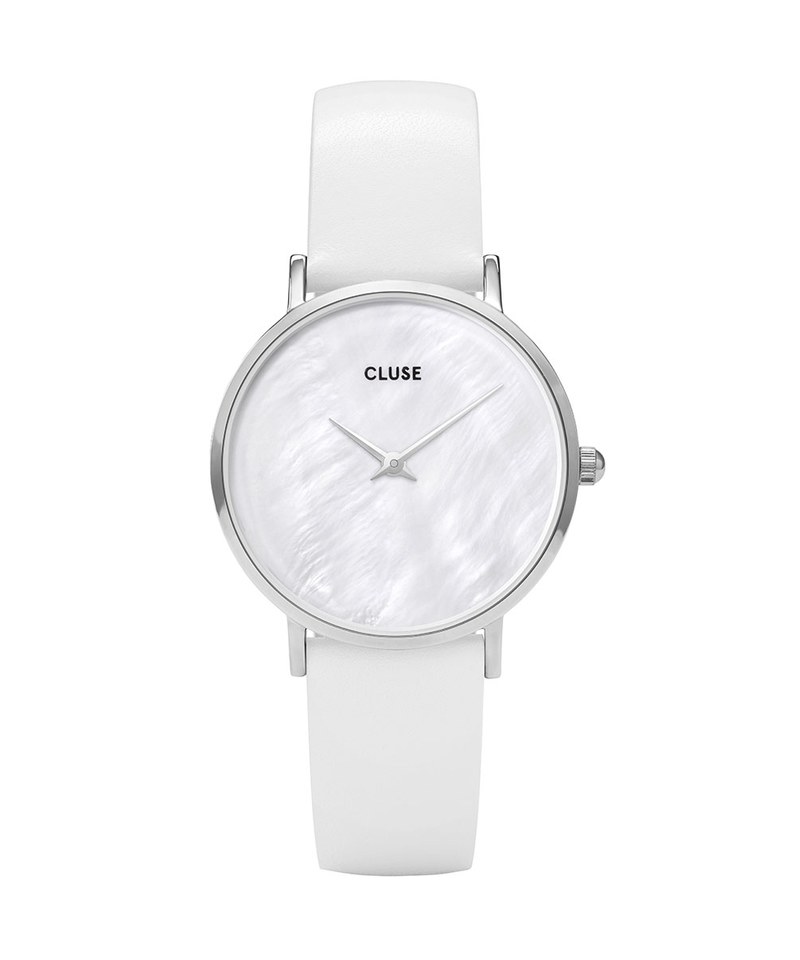 CL30060 Minuit La Perle Silver 極簡面盤銀框皮革腕錶