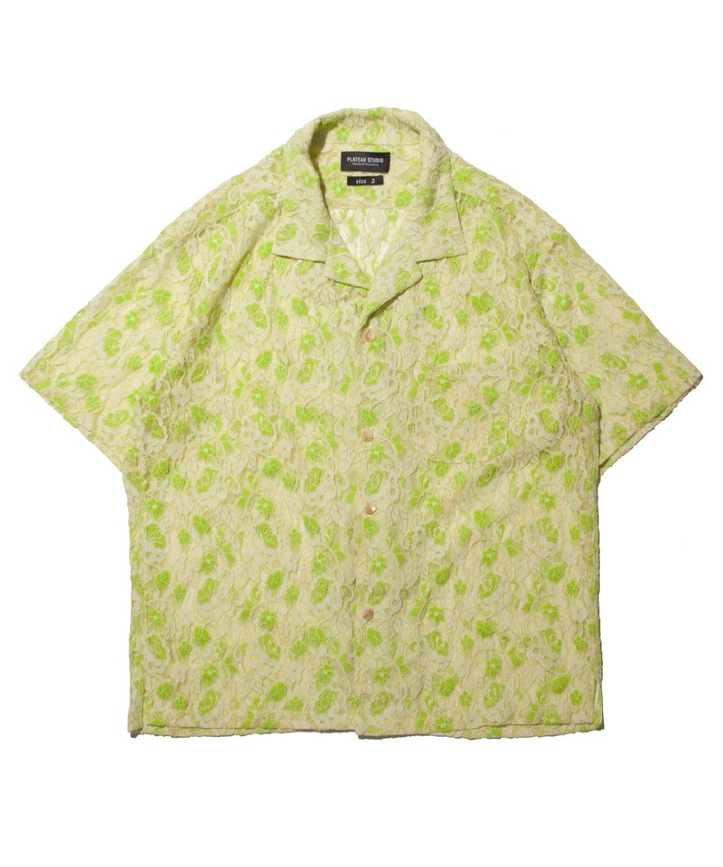 PLT99152 蕾絲短袖襯衫 neon lace shirt