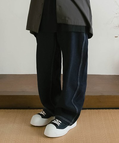 MSN1402-232 MELSIGN 直筒牛仔褲 Label Deep Denim