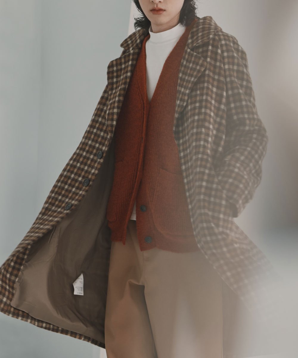  Wool Chester Coat - brown check-5