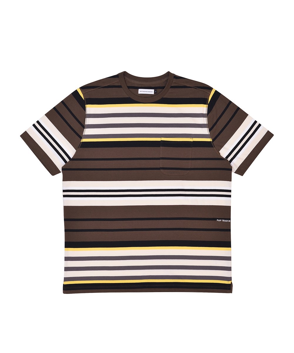  撞色條紋短TEE striped pocket t-shirt - delicioso-L