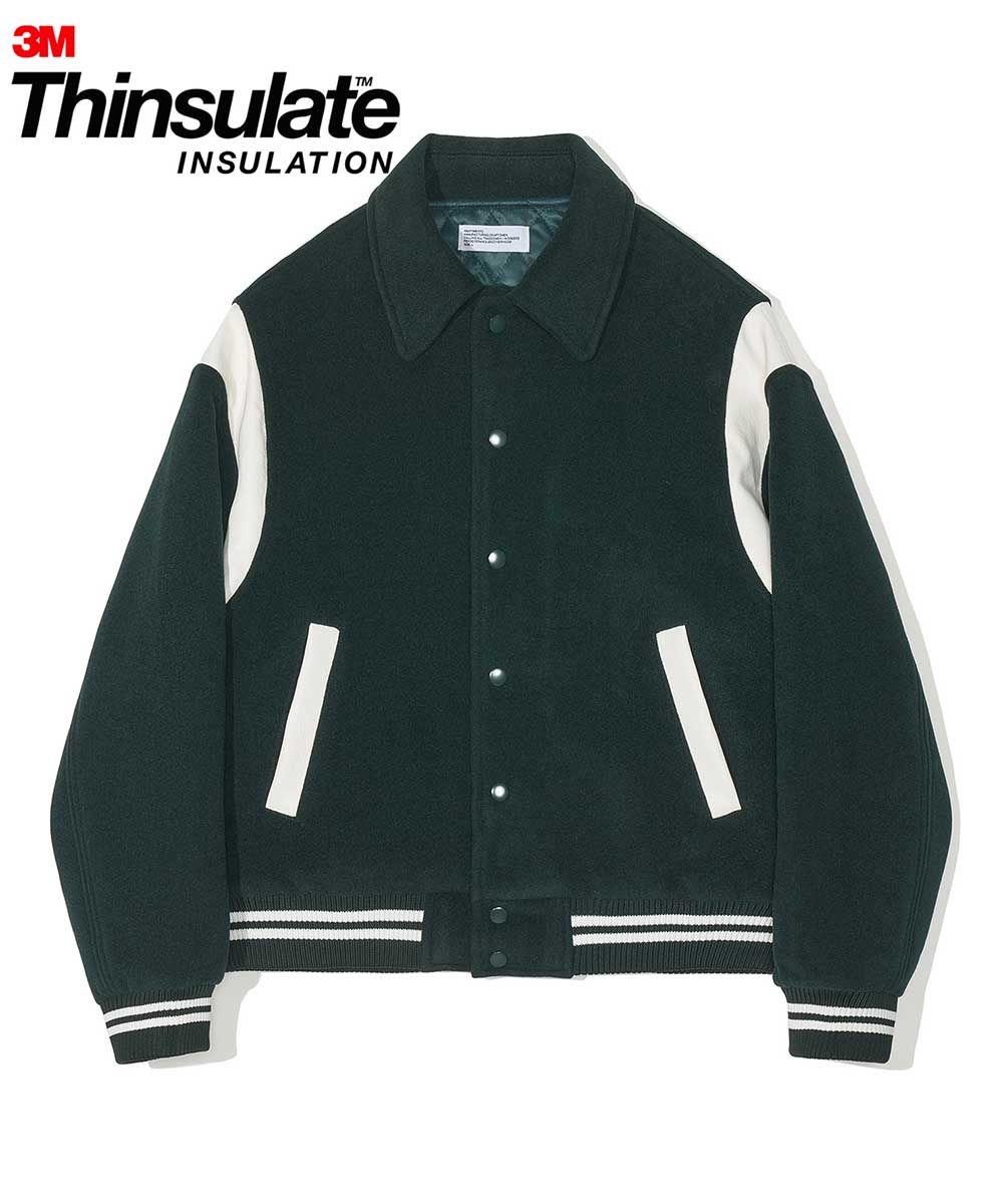  羊毛混紡棒球外套 3M Thinsulate Melton Varsity Jacket - Green-L