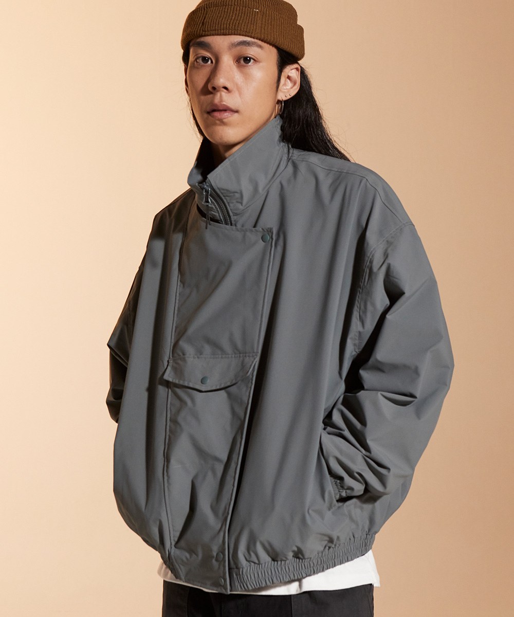  寬鬆防風外套 flap wind breaker jacket - grey-XL