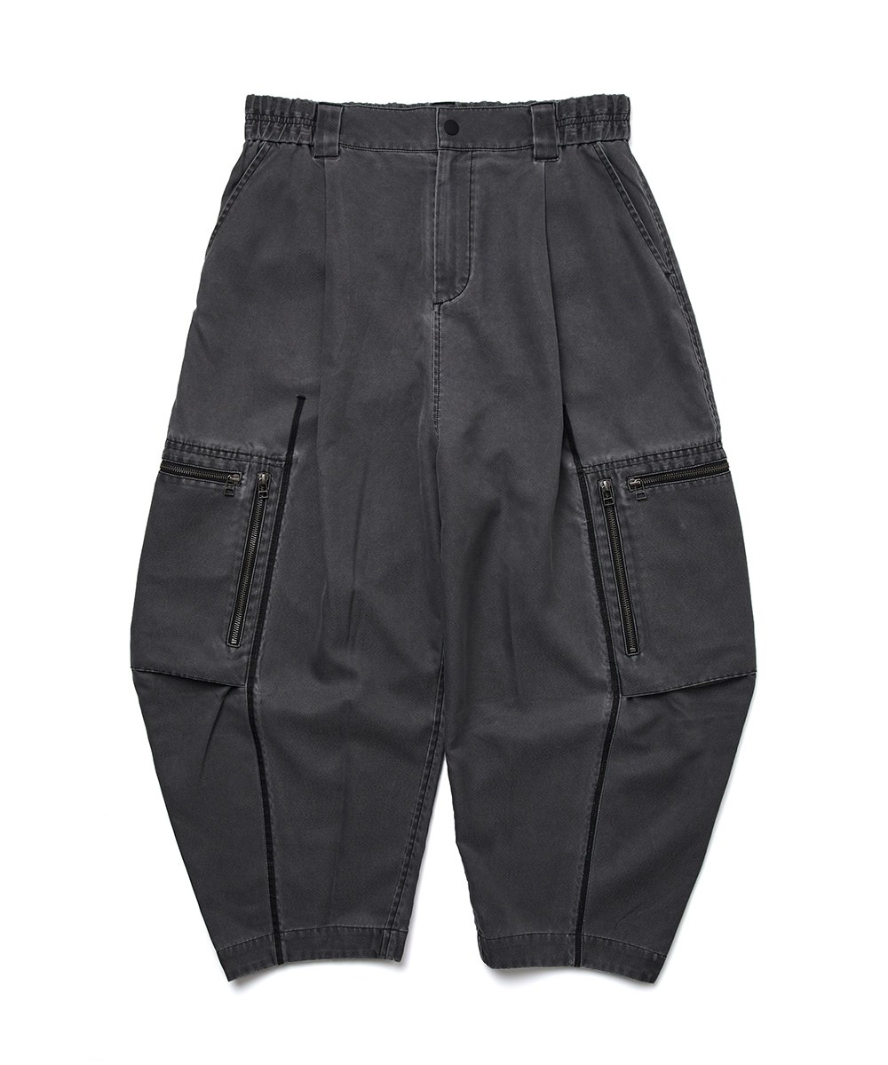  仿舊感錐形褲 WSDM Pigment Dyed Arch Wide Tapered Pants - Black-XL